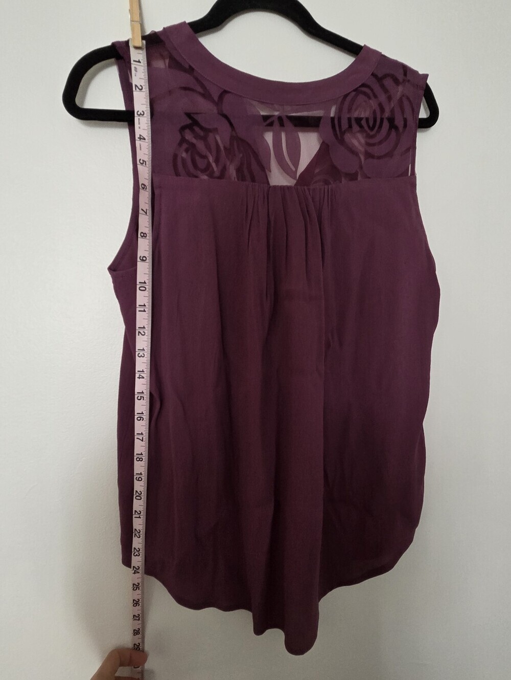 NWT 41 Hawthorne Sleeveless Sheer Blouse Large- Plum Button Up - Picture 2 of 8